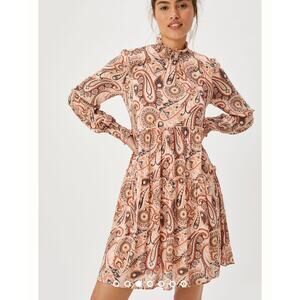 ANTHROPOLOGIE Cady Tiered Tunic Dress Paisley Pink Medium M